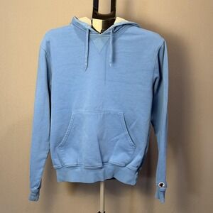 Champion Hoodie Mens Small Blue‎ Fleece Pullover Sweatshirt Kangaroo Pocket